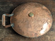 Antique Screw Top Copper Hot Water Bottle Bed Pan Warmer Brass Handle.