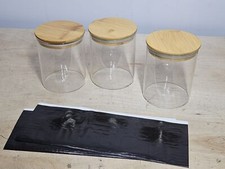 HYCKee 750ml*3 Glass Jars with Lids and Labels for Coffee Sugar Tea Herb Stor...