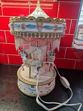 Vintage Porcelain Musical Carousel Horse And Lamp