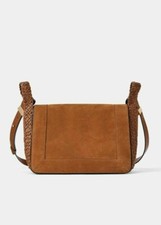 ZARA WOMEN'S WOVEN LEATHER SPLIT SUEDE CROSSBODY BAG IN TAN BROWN REF 2326/004