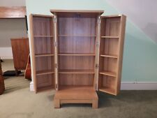 OAK MULTIMEDIA STORAGE CABINET CDS DVDS VIDEOS 9 SHELVES 