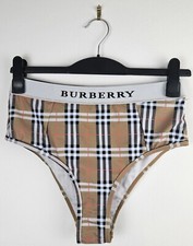 Authentic Burberry Logo Tape Vintage Check Bikini Bottoms L