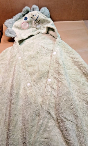 Hooded towel green dino large - hooded,