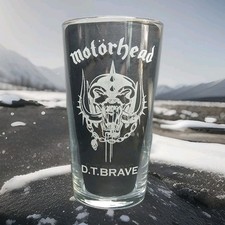 PERSONALISED MOTORHEAD PINT GLASS ANY NAME GIFT BOXED DAD BIRTHDAY GIFT LEMMY