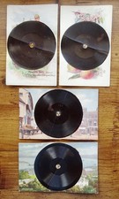 ORIGINAL TUCK’S NOVELTY GRAMOPHONE RECORD POSTCARD x 4. Oilette series.