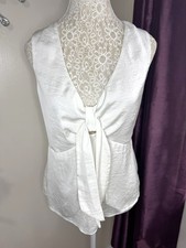 River Island Ivory Tie-Front Blouse – UK 8 – Silk Look – Chic & Elegant VGC