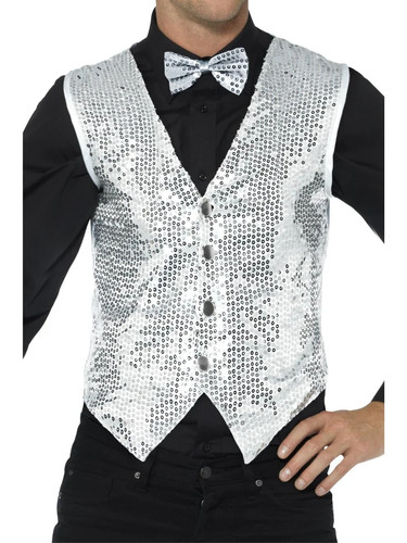 Sequin waistcoat silver - waistcoat,,