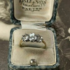 2.25 Ct Round Cut 3-Stone Engagement Wedding Ring 14K Yellow Gold Over Size R