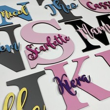 Personalised painted wooden letter with script name - ANY NAME/COLOUR WALL SIGN
