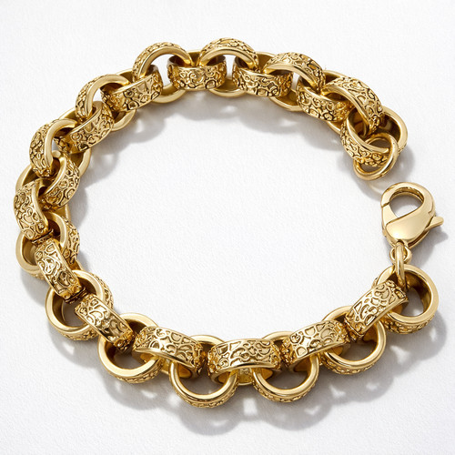 Mens gold 12mm patterned - gold,