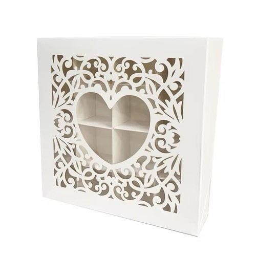 Grid boxes white heart - white, laser