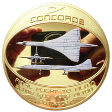 Concord Final flight to Filton large 24ct gold Plated Proof coin.