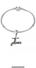 Water Tap Plumbing FT3 2.3cmX2.3cm on a silver Rhodium Plated Snake Bracelet 