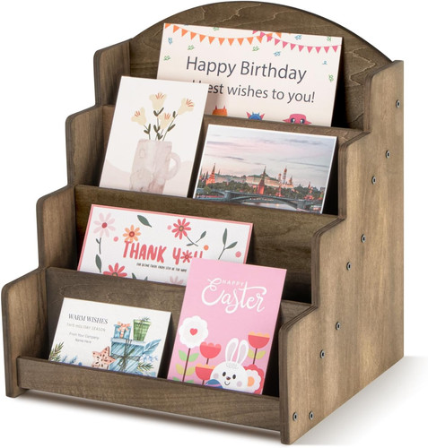 Wooden greeting card display - greeting,