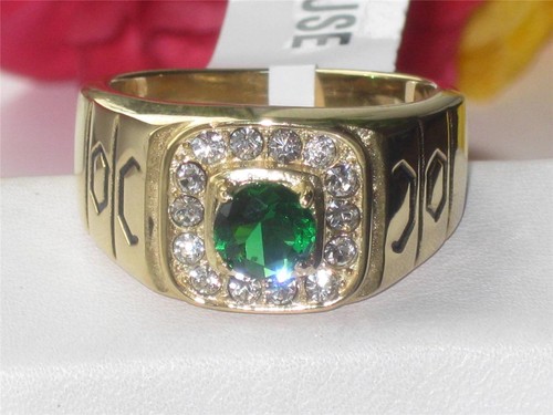 Mens emerald green ring signet