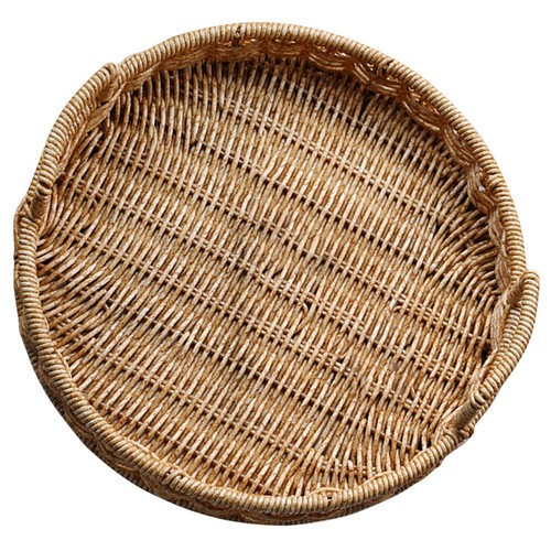 Reusable round wicker tray - reusable,