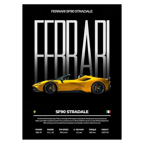 Yellow ferrari sf90 - ferrari, stradale