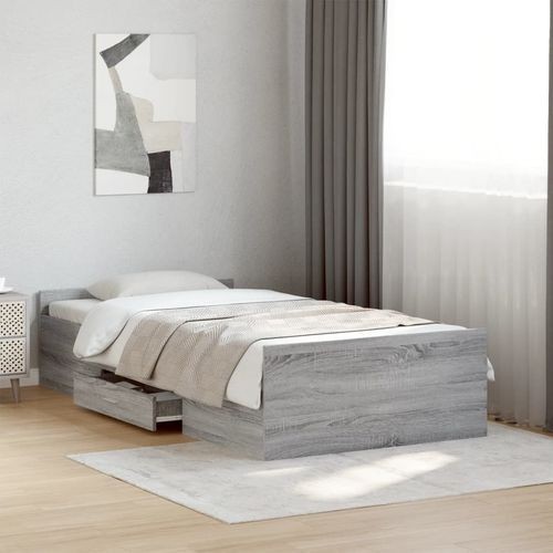 Bed frame with - bed, grey