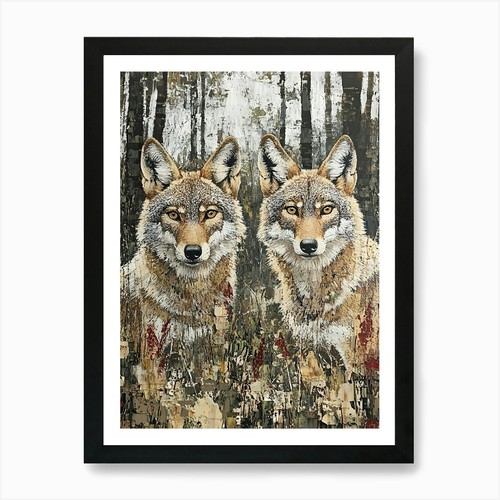 Coyote twins acrylic art - coyote,