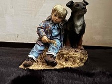 Boy With His Dog "Faithful Friends Figurine" From The Leonardo Collection 