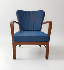 Early Mid Century Danish Elm Armchair Bentwood Chair by Fritz Hansen