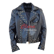 Mens Black Studded Black Biker
