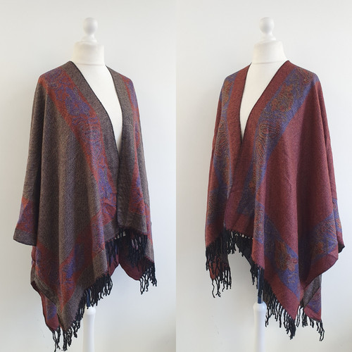 Reversible poncho shawl cape - poncho,