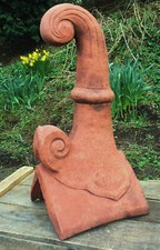 Scroll roof finial 90° angled decorative stone ridge tile copy of Victorian 48cm