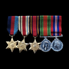 WW2 British Miniature Medal Group 1939–45 Star, Africa, Burma, Defence & War