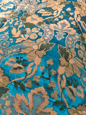 Huge Vintage Turquoise &Gold Brocade Curtain
