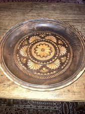 Vintage Hand Carved Wooden Bowl 24cm Diameter Dark Wood Possibly Indian