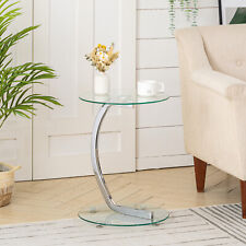 Sofa Bed Side End Table Small Coffee Tea Tables Lamp Stand Chrome Legs Glass Top
