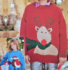 (350) Knitting Pattern - Children's DK Christmas Sweaters Age 1 - 11 Years