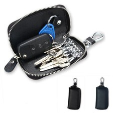 Genuine Leather Wallet Car Key Holder Case Keychain Bag Zip Pouch With Card Slot