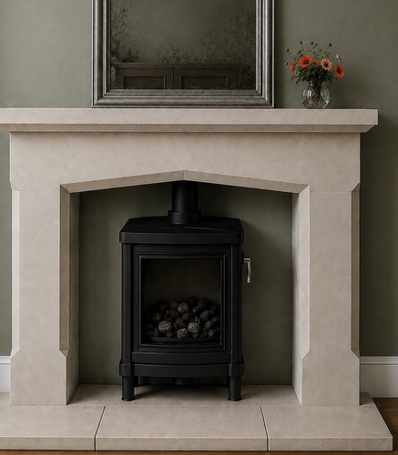 Bath stone natural fireplace - natural,