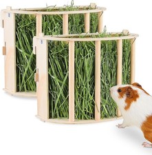 Guinea Pig Hay Feeder Wooden Rabbit Big Volume Hanging 2 Pcs 
