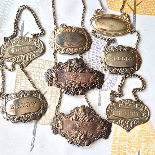Metal decanter bottle labels - metal,