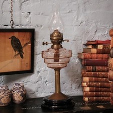 Edwardian Pink Glass Oil Lamp