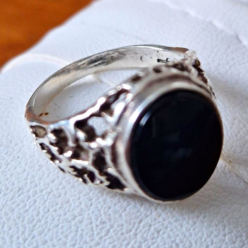 925 silver signet ring - ring, black