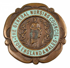 Vintage General Nursing Council England & Wales 1947 Nurses Enamel Badge Brooch