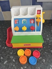 Cash Register Activity Role Play Shop Till  Kids Toy + 5 Coins FISHER PRICE 1994