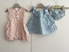 Baby Girls 1-3 Months Zara Summer Outfit Bundle Flowers Playsuit Dress Top 