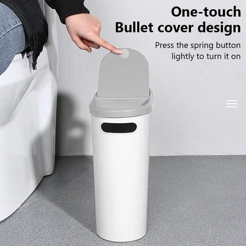 Narrow plastic waste bin with - narrow,
