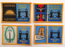 4 x Greater London Boy Scouts District Double Badges Patches. Feltham Etc