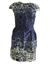 H&M TREND Baroque Ombré tulip shift party mini dress UK 8 EU 34 US 4 SMALL BNWT