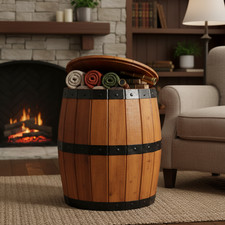 Wooden Barrel Stool Rustic