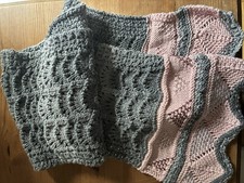 Hand Knitted Grey And Pink