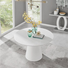Round white dining table 120cm - round,