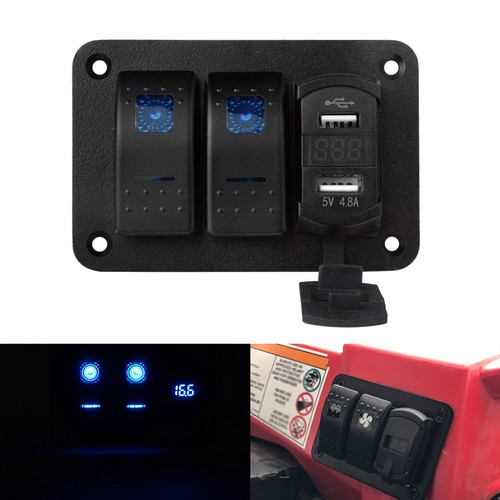 Gang blue led 24v rocker - led,