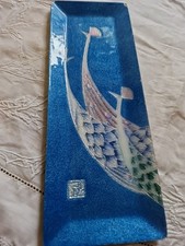 japanese enamel Tray Crane Design